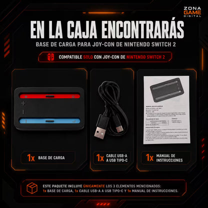 Base de Carga Joy-Con Nintendo Switch 2 - Charging Dock Dual LED USB-C Plug and Play
