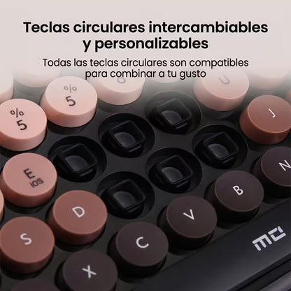 Teclado Inalámbrico Mofii Anni - Degradado Negro | 84 Teclas Redondas | Triple Conexión BT+2.4G | Osito Magnético