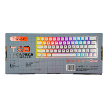 Teclado mecánico para juegos T-Wolf T60 60% RGB con cable GRIS-HABANO