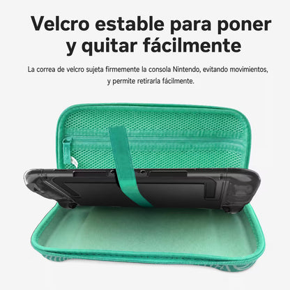 Estuche de Transporte Rígido Nintendo Switch 2 — Diseño Animal Crossing | Hojas Cartuchos Bolsillo Malla