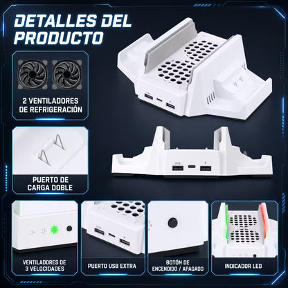 Base Vertical Multifuncional DOBE para Xbox Series S — RGB, Carga Dual y Refrigeración