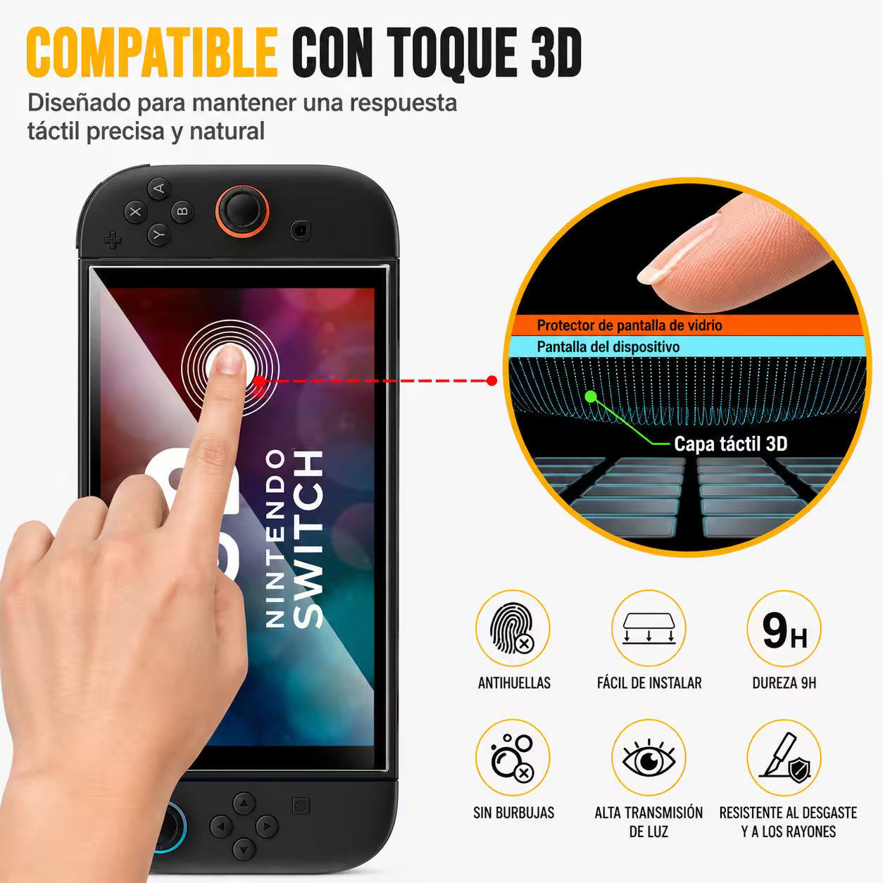 Vidrio Templado Nintendo Switch 2 – Protección 9H HD 99%