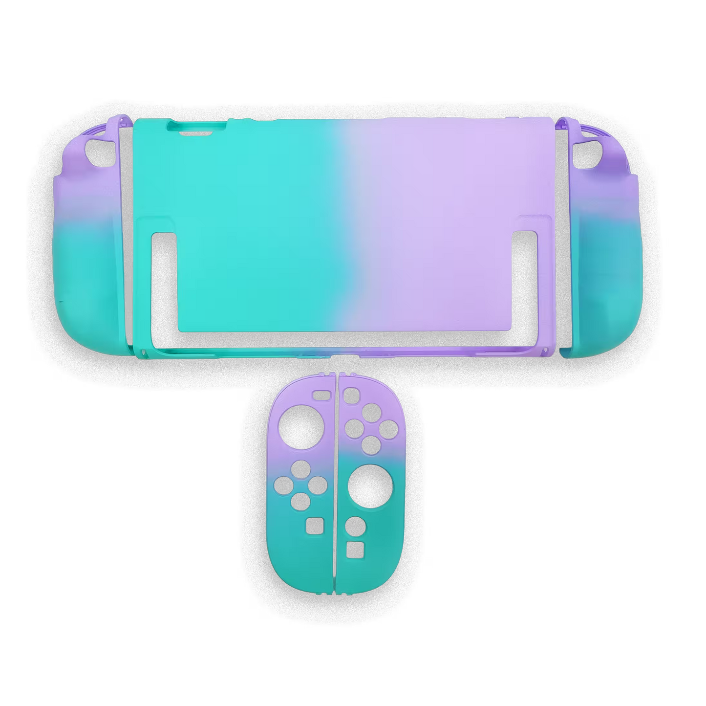 Funda Protectora Bicolor Gradiante Verde-Lila| Nintendo Switch 2 (Diseño Dividido)