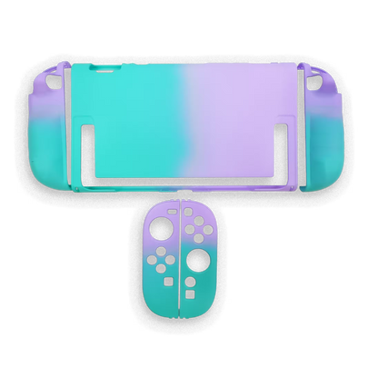 Funda Protectora Bicolor Gradiante Verde-Lila| Nintendo Switch 2 (Diseño Dividido)