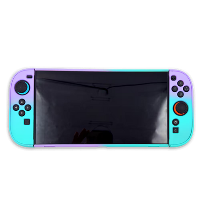 Funda Protectora Bicolor Gradiante Verde-Lila| Nintendo Switch 2 (Diseño Dividido)
