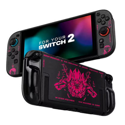 Carcasa Acrílica Nintendo Switch 2 – Zelda Negro & Fucsia Neón | Split Design