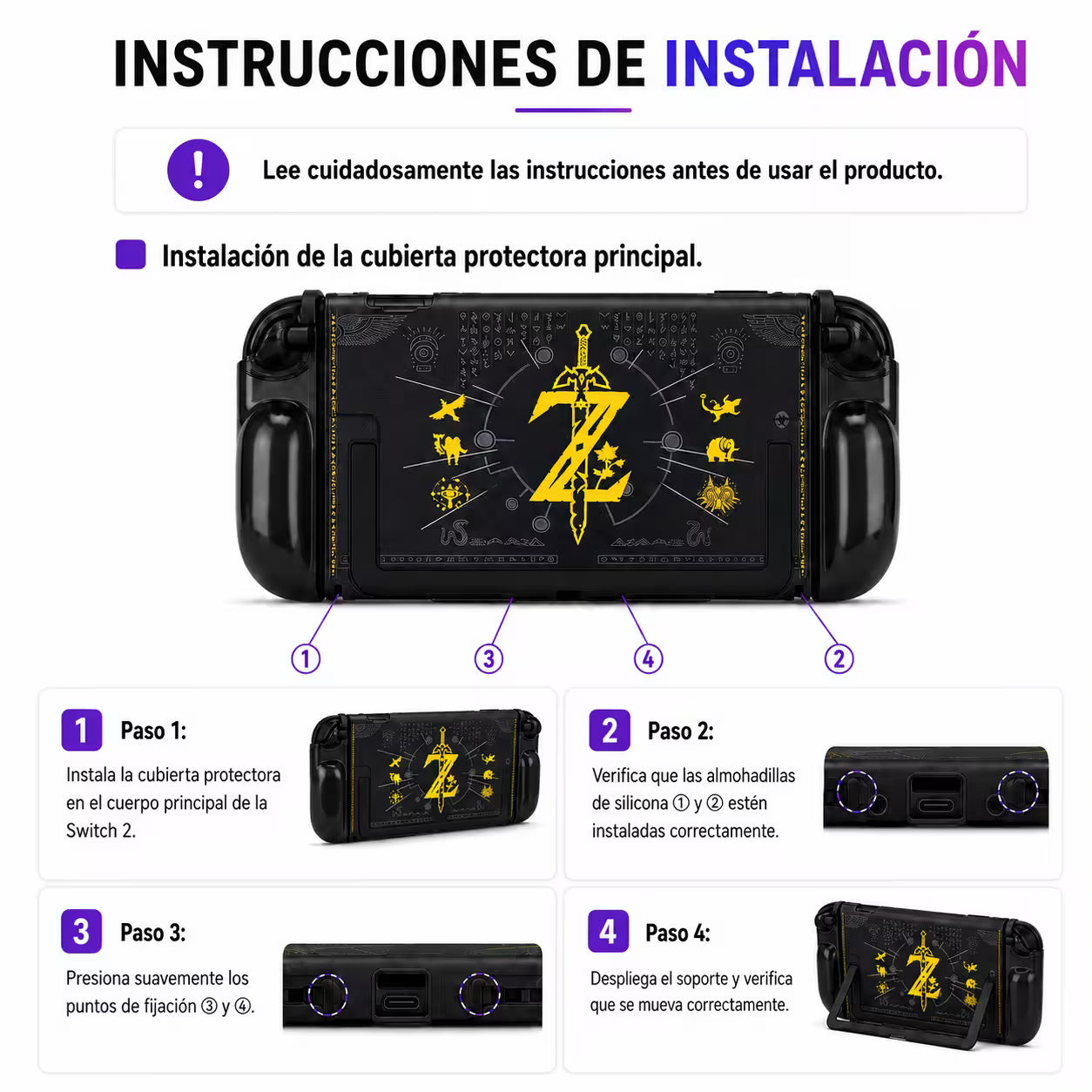 Carcasa Acrílica Nintendo Switch 2 – Zelda Negro & Dorado | Split Design
