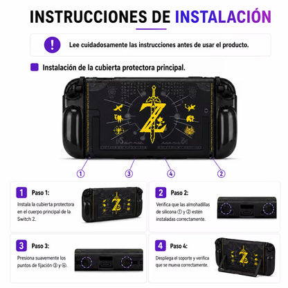 Carcasa Acrílica Nintendo Switch 2 – Zelda Negro & Dorado | Split Design