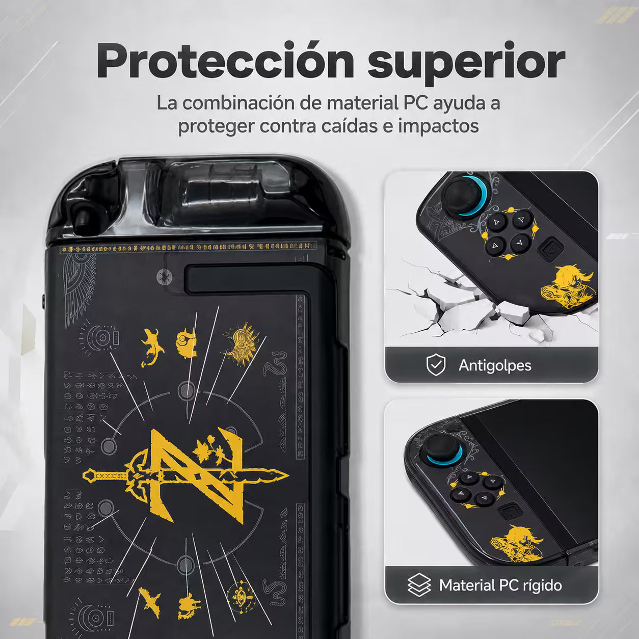 Carcasa Acrílica Nintendo Switch 2 – Zelda Negro & Dorado | Split Design