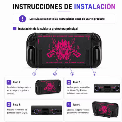 Carcasa Acrílica Nintendo Switch 2 – Zelda Negro & Fucsia Neón | Split Design