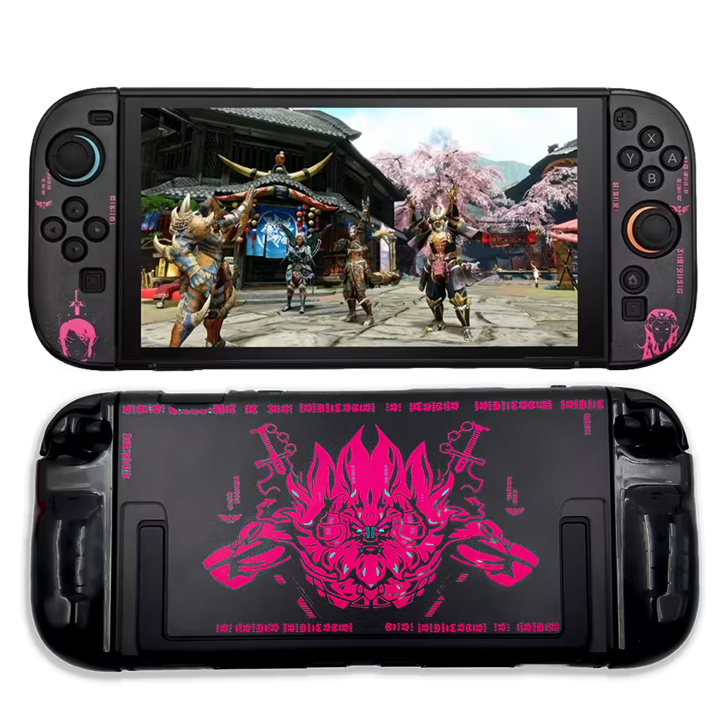Carcasa Acrílica Nintendo Switch 2 – Zelda Negro & Fucsia Neón | Split Design