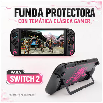 Carcasa Acrílica Nintendo Switch 2 – Zelda Negro & Fucsia Neón | Split Design