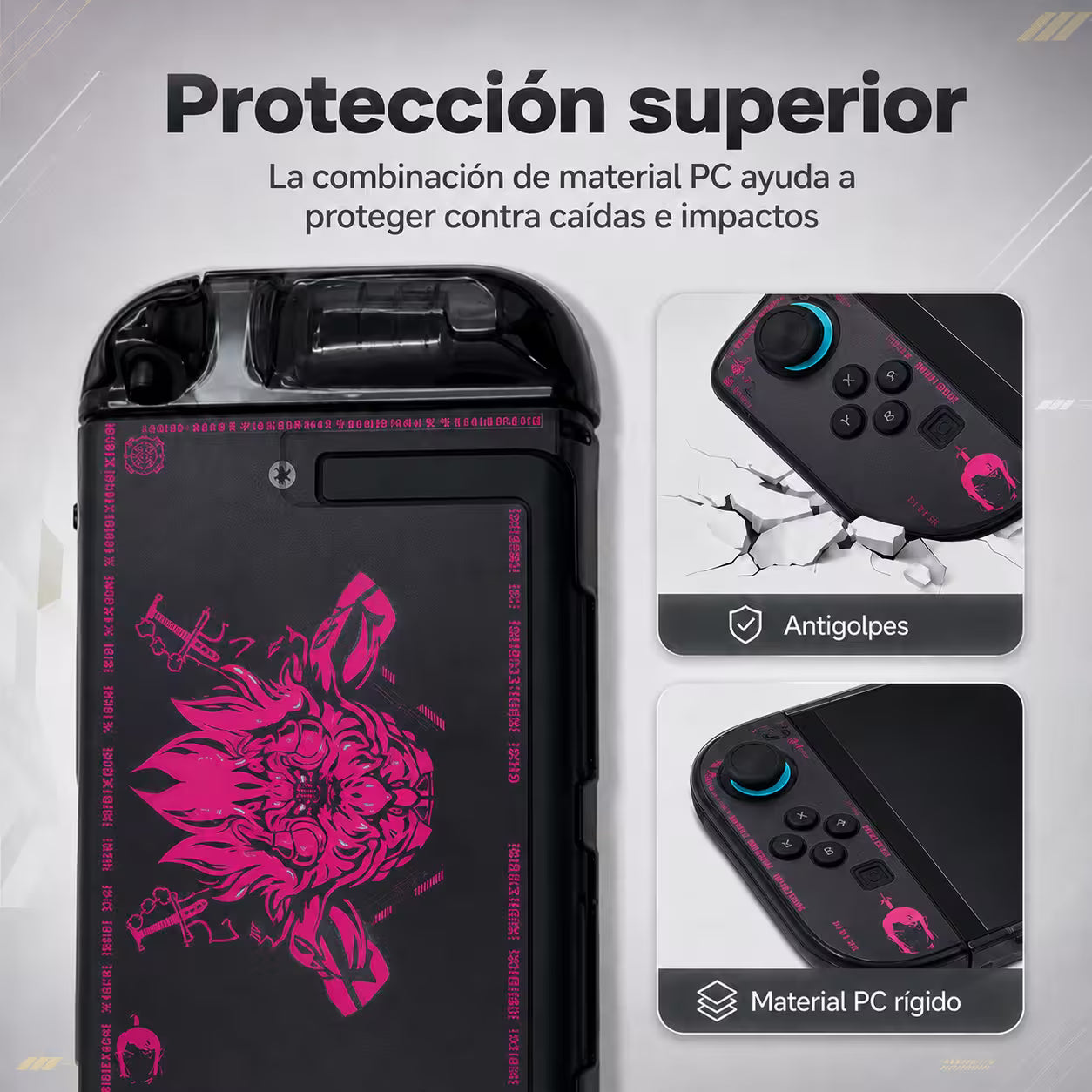 Carcasa Acrílica Nintendo Switch 2 – Zelda Negro & Fucsia Neón | Split Design