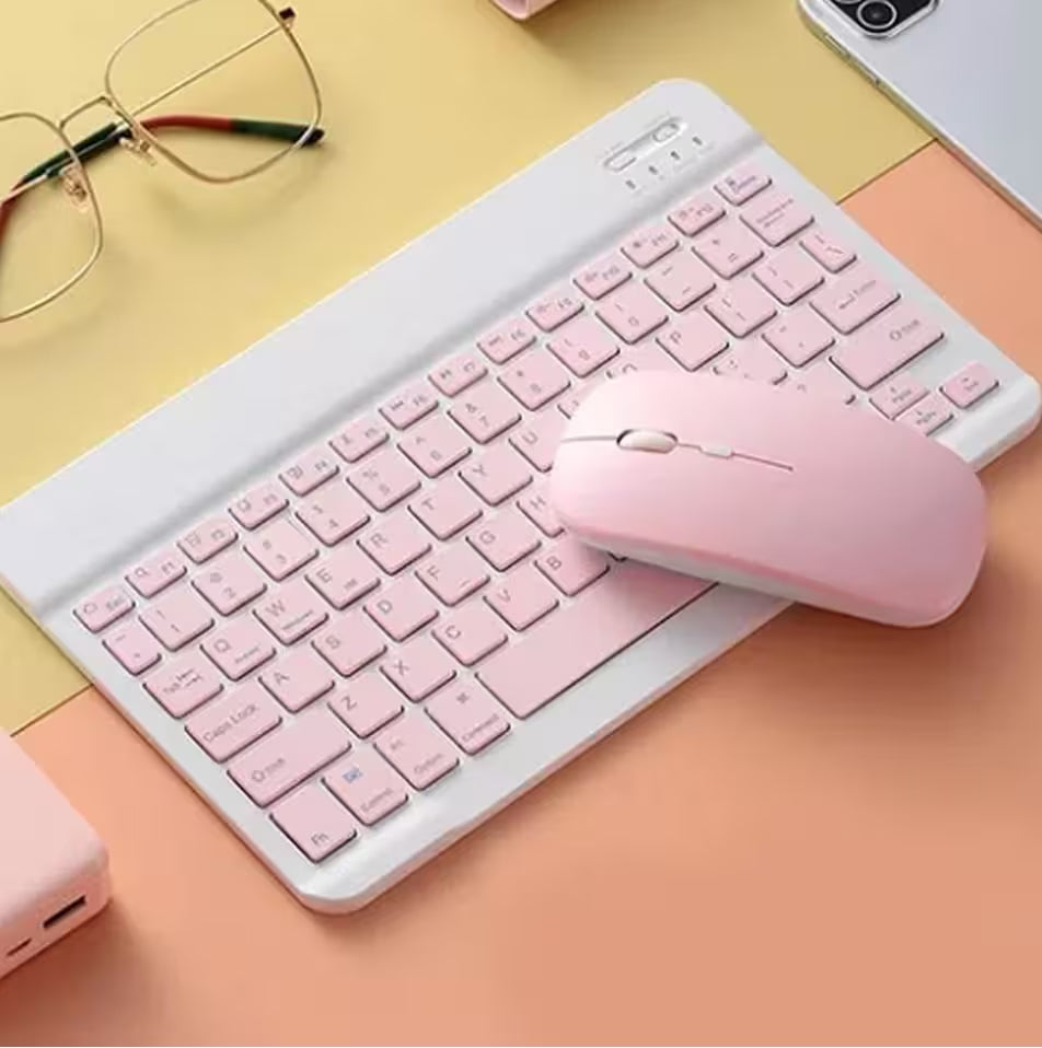 Combo Teclado Mouse AOAS AS-110 Rosado - Bluetooth 5.2 Teclado Recargable Type-C con Ñ