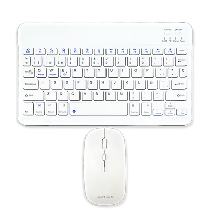 Combo Teclado Mouse AOAS AS-110 Blanco - Bluetooth 5.2 Teclado Recargable Type-C con Ñ