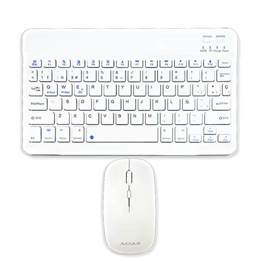 Combo Teclado Mouse AOAS AS-110 Blanco - Bluetooth 5.2 Teclado Recargable Type-C con Ñ