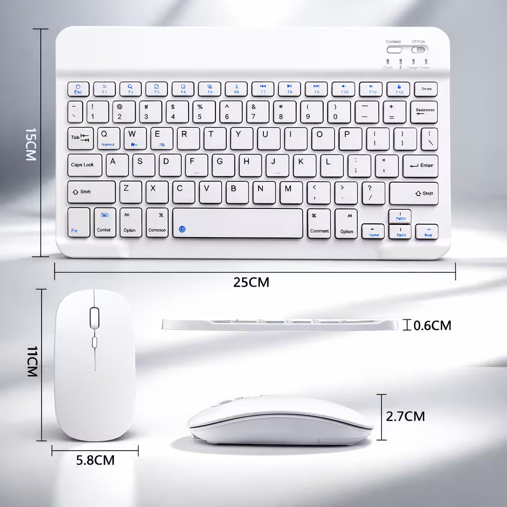 Combo Teclado Mouse AOAS AS-110 Blanco - Bluetooth 5.2 Teclado Recargable Type-C con Ñ
