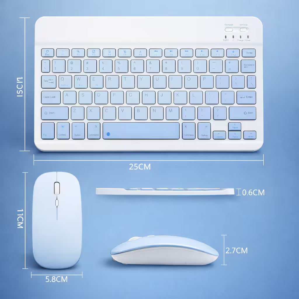 Combo Teclado Mouse AOAS AS-110 Azul - Bluetooth 5.2 Teclado Recargable Type-C con Ñ