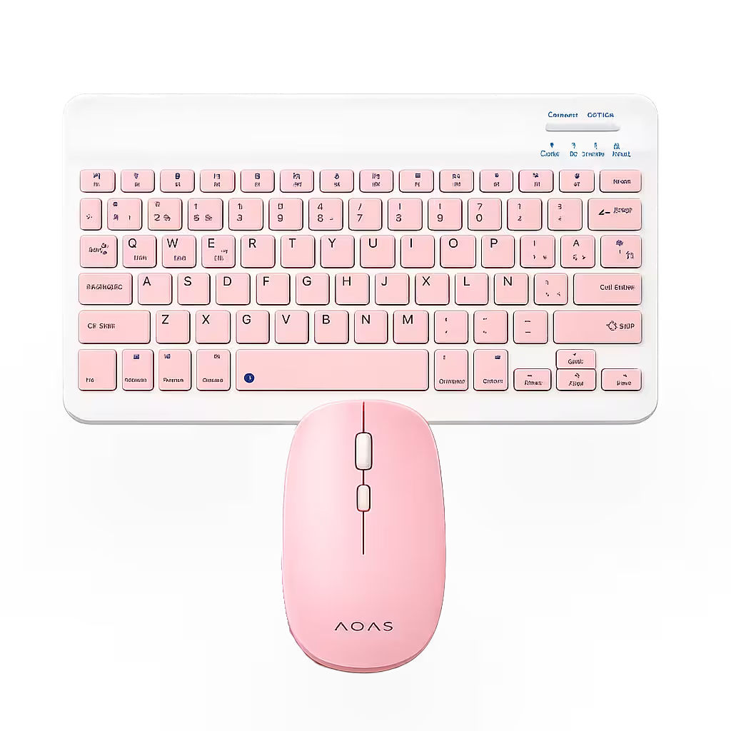 Combo Teclado Mouse AOAS AS-110 Rosado - Bluetooth 5.2 Teclado Recargable Type-C con Ñ