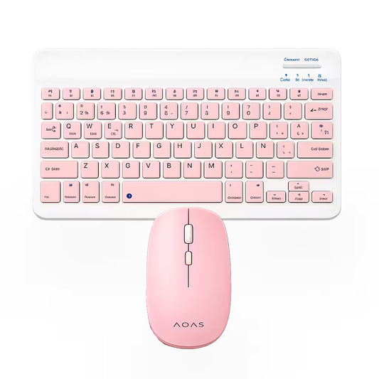 Combo Teclado Mouse AOAS AS-110 Rosado - Bluetooth 5.2 Teclado Recargable Type-C con Ñ