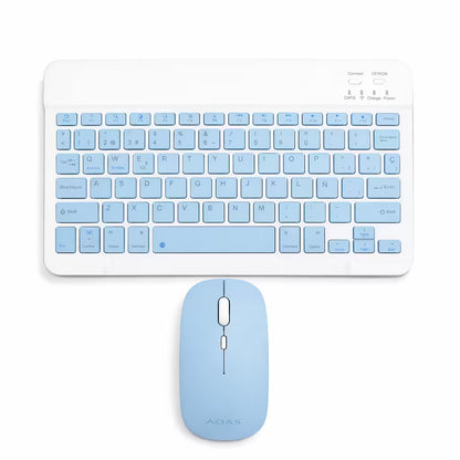 Combo Teclado Mouse AOAS AS-110 Azul - Bluetooth 5.2 Teclado Recargable Type-C con Ñ