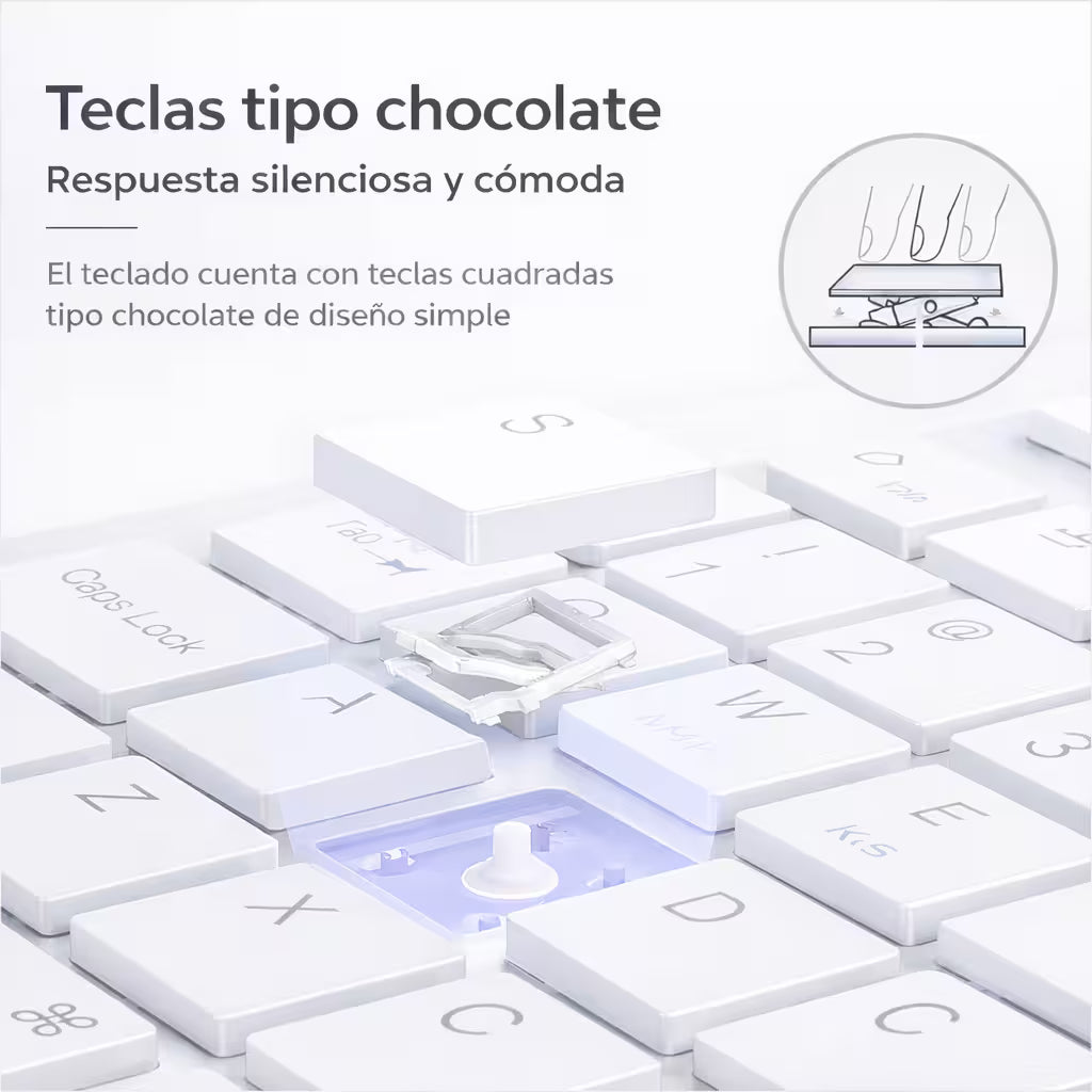 Combo Teclado Mouse AOAS AS-110 Blanco - Bluetooth 5.2 Teclado Recargable Type-C con Ñ