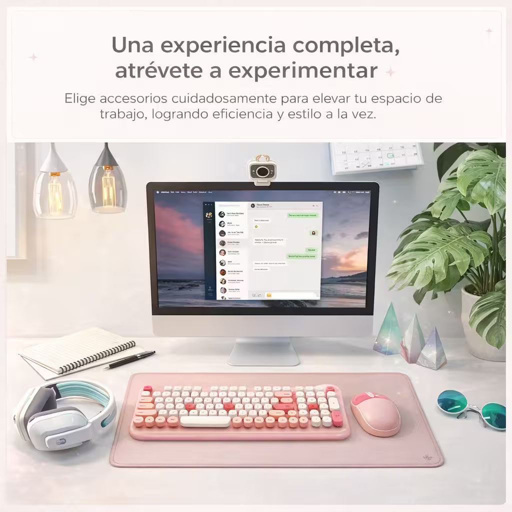 Combo Teclado Mouse Inalámbrico AOAS AS-212 Rosado - 2.4G DPI Ajustable