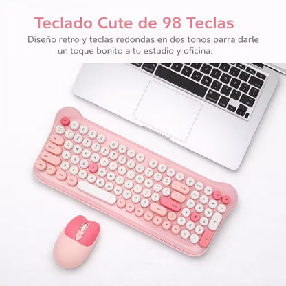 Combo Teclado Mouse Inalámbrico AOAS AS-212 Rosado - 2.4G DPI Ajustable