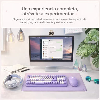Combo Teclado Mouse Inalámbrico AOAS AS-212 Morado - 2.4G DPI Ajustable