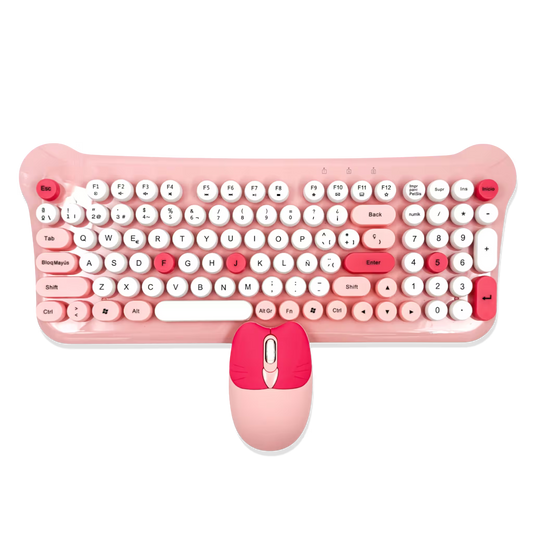 Combo Teclado Mouse Inalámbrico AOAS AS-212 Rosado - 2.4G DPI Ajustable