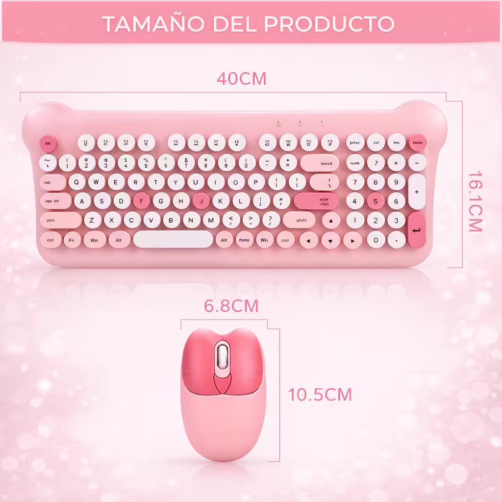 Combo Teclado Mouse Inalámbrico AOAS AS-212 Rosado - 2.4G DPI Ajustable