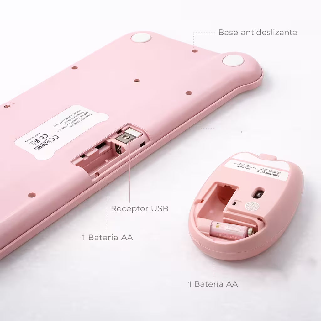 Combo Teclado Mouse Inalámbrico AOAS AS-212 Rosado - 2.4G DPI Ajustable