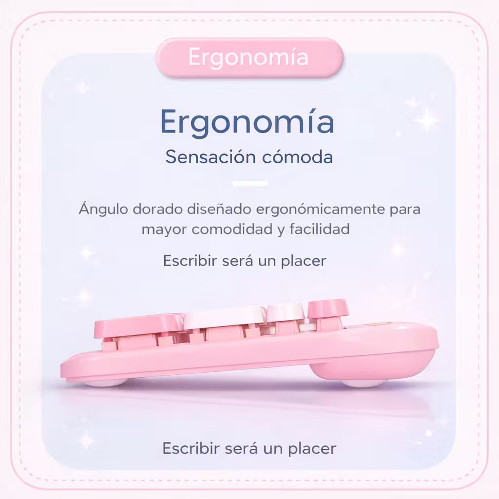 Combo Teclado Mouse Inalámbrico AOAS AS-212 Rosado - 2.4G DPI Ajustable