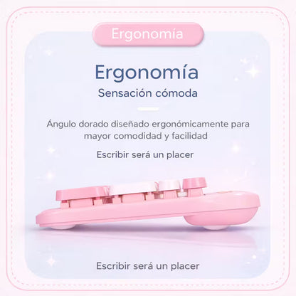 Combo Teclado Mouse Inalámbrico AOAS AS-212 Rosado - 2.4G DPI Ajustable