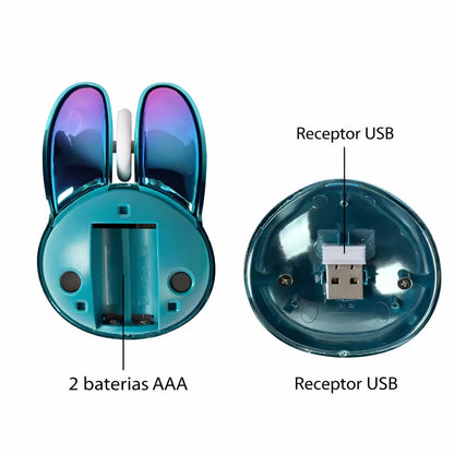 Mouse Inalámbrico Mofii M6 DM - Azul Electroplata Rabbit Ear | Triple Conexión Bluetooth 2.4G Silencioso