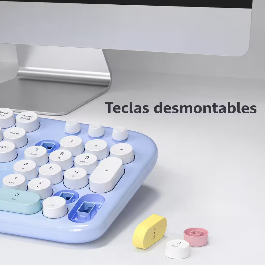 Combo Teclado y Mouse Inalámbrico Geezer Zero - Azul | 104 Teclas Redondas Full-Size | Bajo Ruido | 2.4G