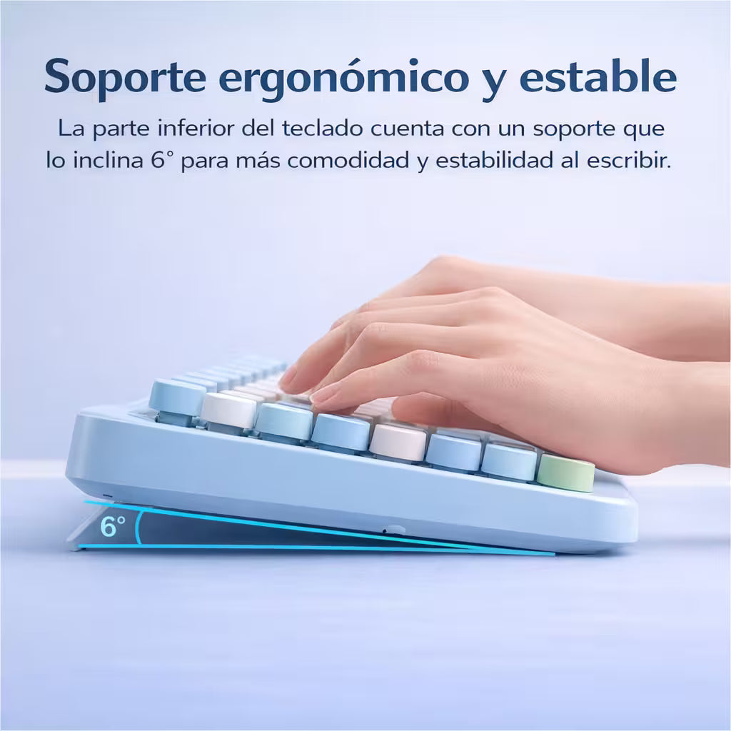 Combo Teclado y Mouse Inalámbrico Weibo WB-216 - Azul Morado | 105 Teclas Redondas Retro | 10m | 2.4G