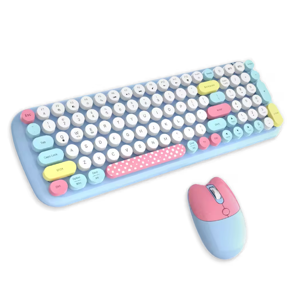 Combo Teclado y Mouse Geezer Candy Pro - Azul | Bluetooth + 2.4G | Teclas Desmontables | DPI 800/1200/1600
