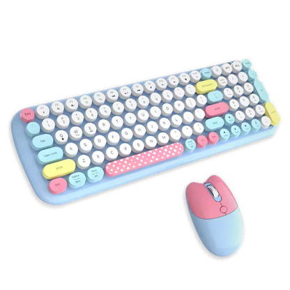Combo Teclado y Mouse Geezer Candy Pro - Azul | Bluetooth + 2.4G | Teclas Desmontables | DPI 800/1200/1600