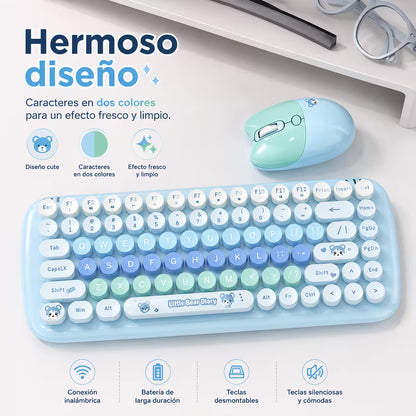 Combo Teclado y Mouse Inalámbrico MOFII Candy — Azul | 2.4G Silencioso 1200 DPI Compacto