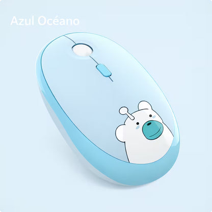 Mouse Inalámbrico Silencioso Geezer M2 - Turquesa Diseño Osito | 3 DPI 2.4G 10m | Cute Para Ella