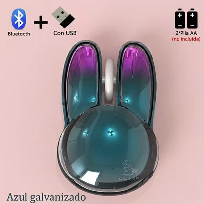 Mouse Inalámbrico Mofii M6 DM - Azul Electroplata Rabbit Ear | Triple Conexión Bluetooth 2.4G Silencioso