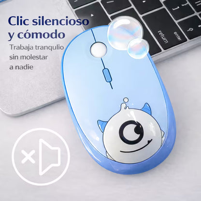 Combo Teclado y Mouse Inalámbrico Weibo WB-216 - Azul Morado | 105 Teclas Redondas Retro | 10m | 2.4G