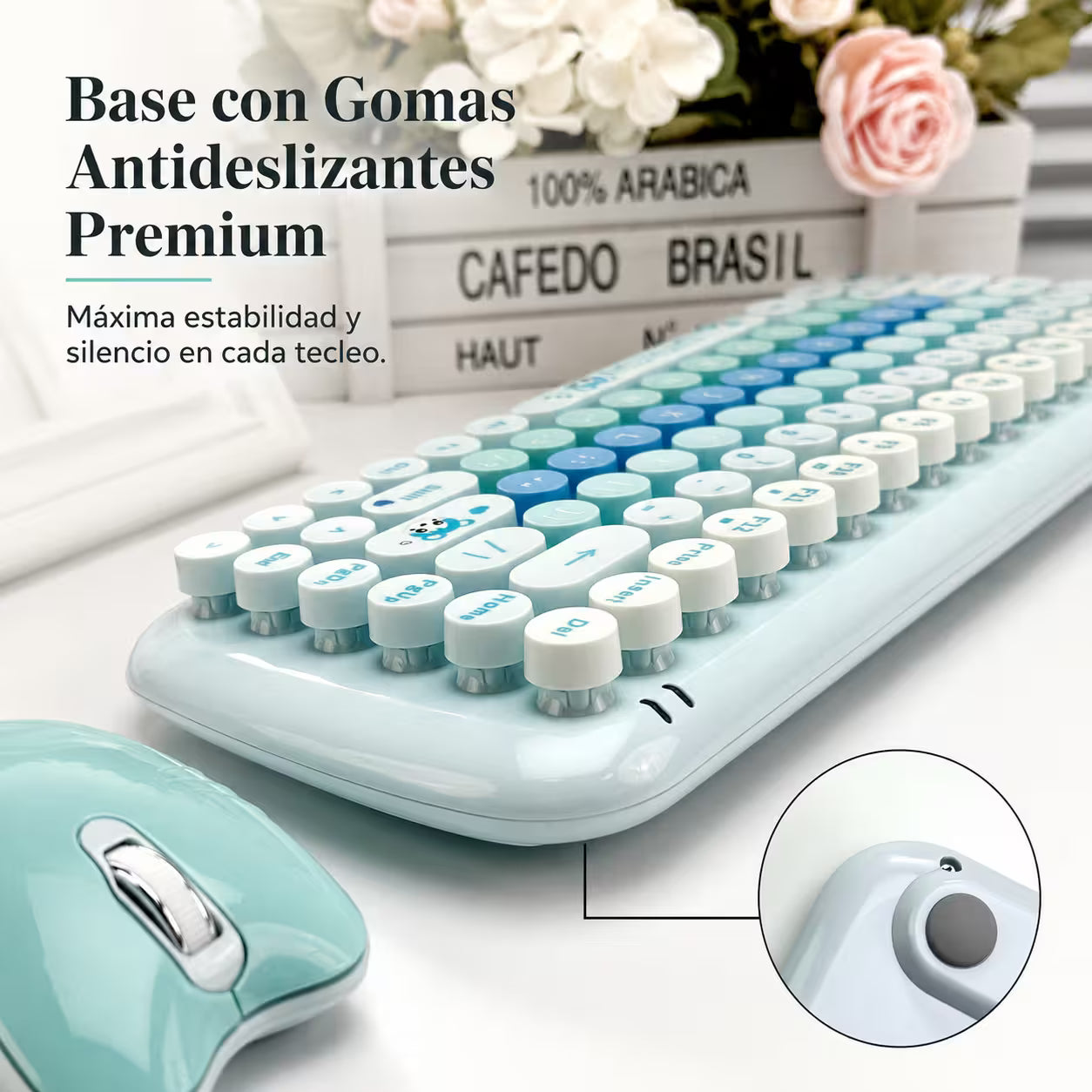 Combo Teclado y Mouse Inalámbrico MOFII Candy — Azul | 2.4G Silencioso 1200 DPI Compacto