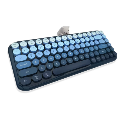 Teclado Inalámbrico Mofii Anni - Degradado Azul | 84 Teclas Redondas | Triple Conexión BT+2.4G | Osito Magnético