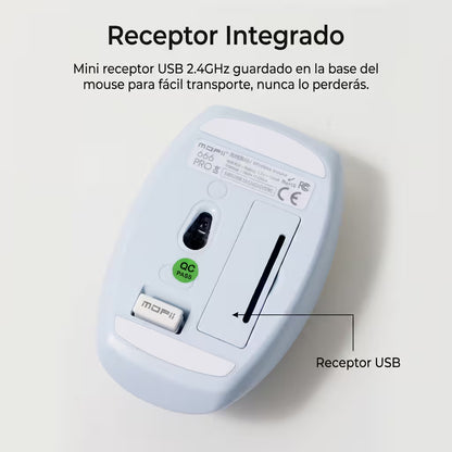 Combo Teclado y Mouse Inalámbrico MOFII 66Pro — Azul | Diseño Kawaii Conejo | 104 Teclas Full-Size | 20 Funciones Multimedia