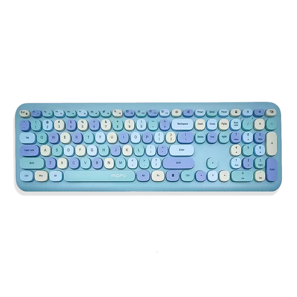 Combo Teclado y Mouse Inalámbrico MOFII 0060 — Turquesa | 100 Teclas + Soporte Tablet | 1200 DPI 10m | 2.4G
