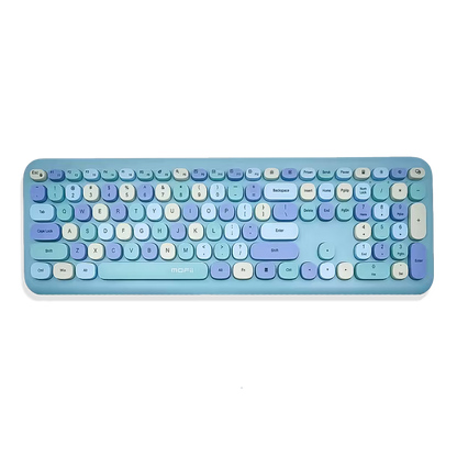 Combo Teclado y Mouse Inalámbrico MOFII 0060 — Turquesa | 100 Teclas + Soporte Tablet | 1200 DPI 10m | 2.4G