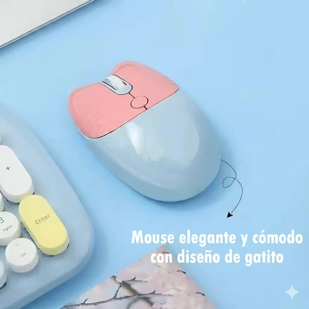 Combo Teclado y Mouse Inalámbrico Geezer Zero - Azul | 104 Teclas Redondas Full-Size | Bajo Ruido | 2.4G