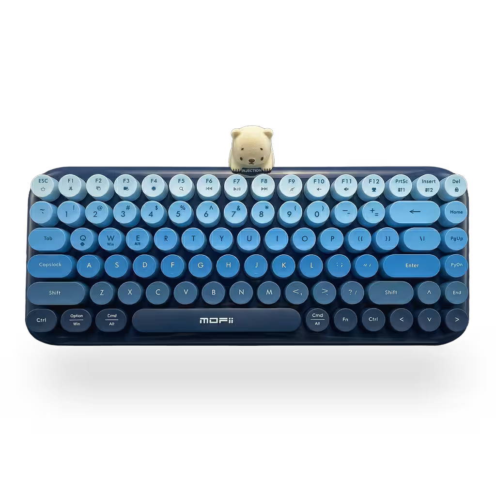 Teclado Inalámbrico Mofii Anni - Degradado Azul | 84 Teclas Redondas | Triple Conexión BT+2.4G | Osito Magnético